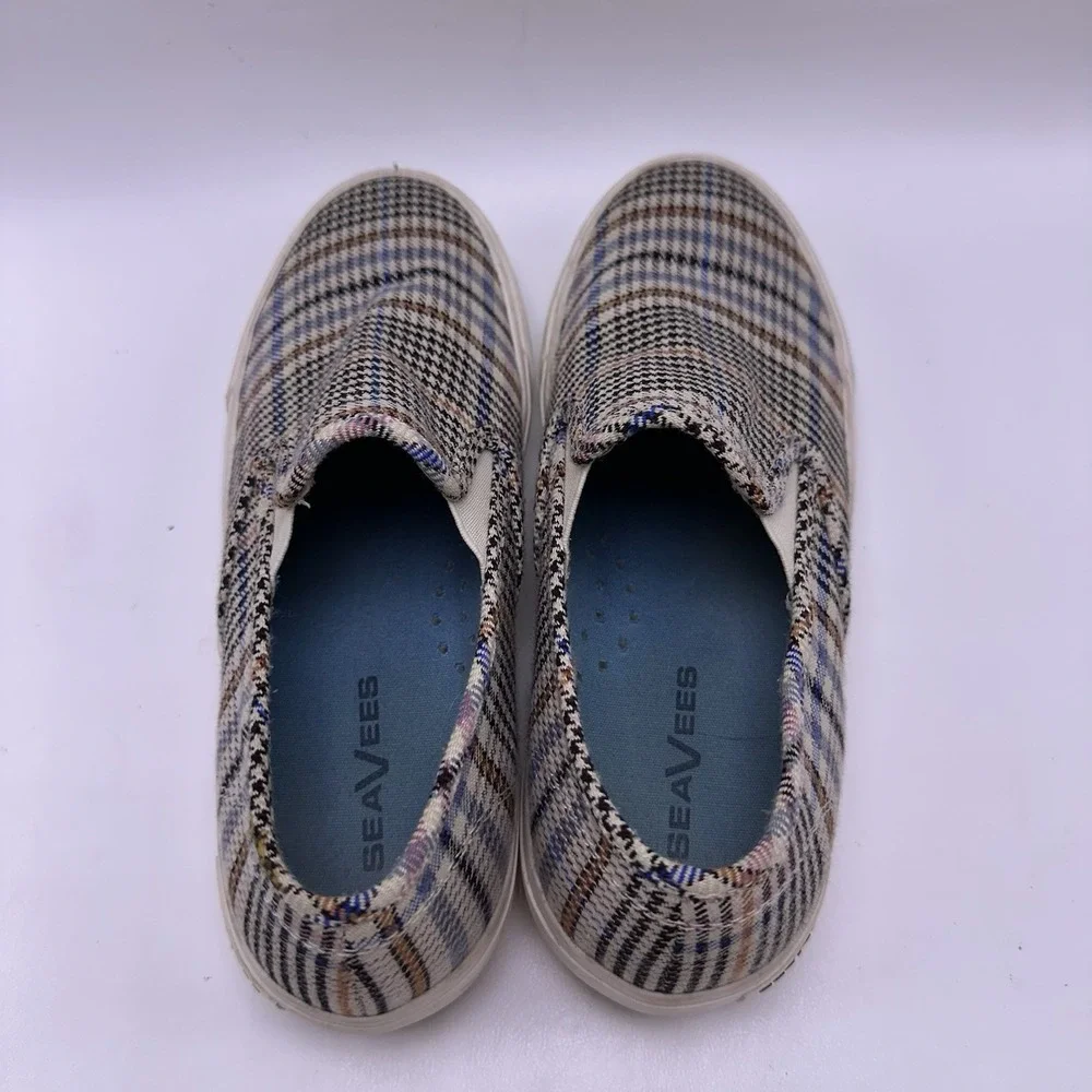 SeaVees Plaid Baja Canvas Slip-On Platform Women US 8.5 Flannel Slip On